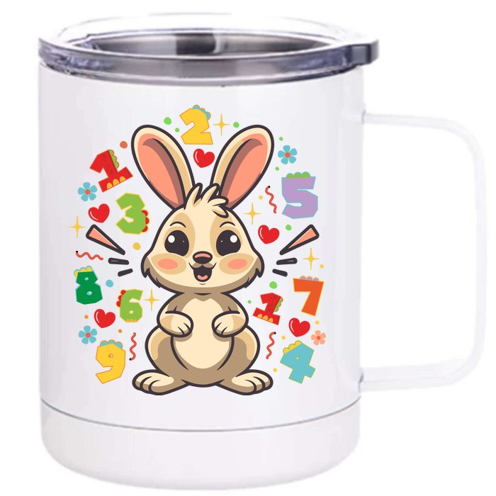 Number Day Childrens Cute Bunny Rabbit Numbers Customers Front & Back 12oz Stainless Steel Tumbler Cup