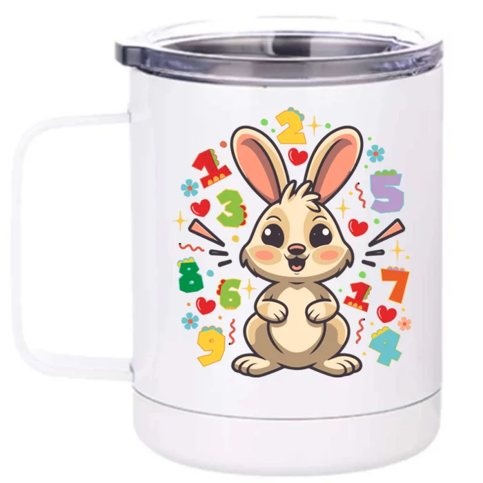 Number Day Childrens Cute Bunny Rabbit Numbers Customers Front & Back 12oz Stainless Steel Tumbler Cup