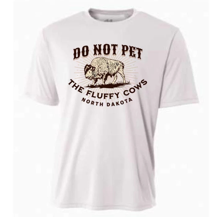 North Dakota Do Not Pet the Fluffy Cows Bison Funny Souvenir Cooling Performance Crew T-Shirt