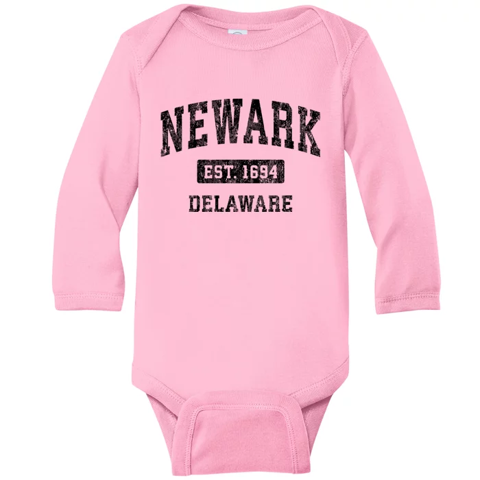 Newark Delaware De Vintage Sports Baby Long Sleeve Bodysuit