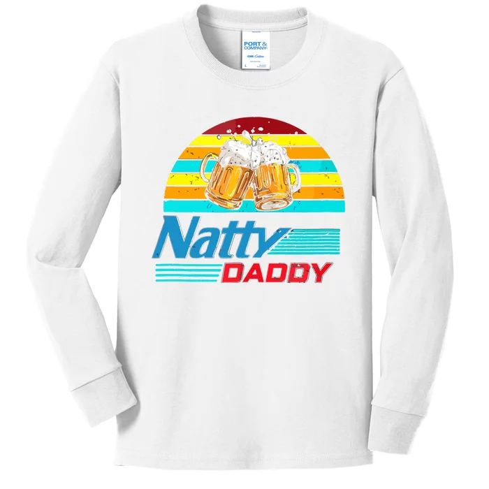 Natty Daddy Dad Bod Light Beer Lover Beer Day Retro Kids Long Sleeve Shirt