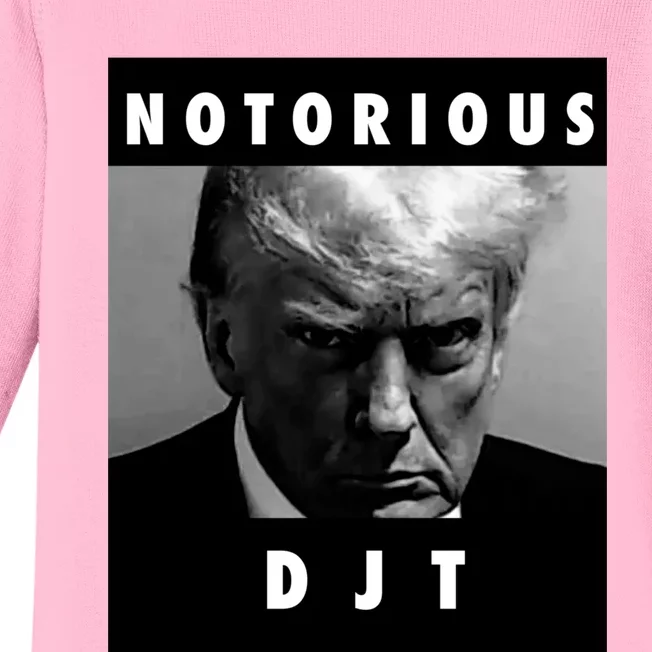 Notorious Djt Donald Trump Mug Shot Republican 2024 Maga Baby Long Sleeve Bodysuit