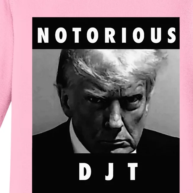 Notorious Djt Donald Trump Mug Shot Republican 2024 Maga Baby Long Sleeve Bodysuit