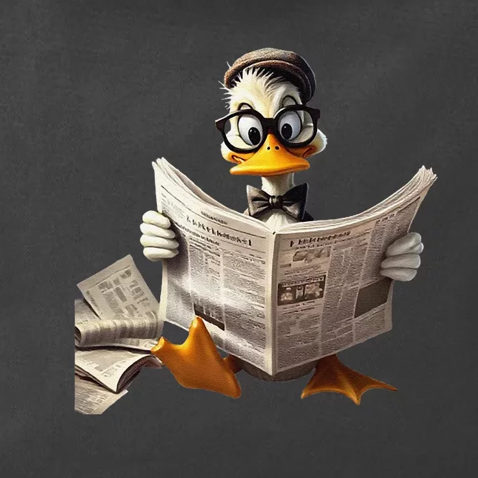 Nerdy Duck Engrossed In Reading A Newspaper Zip Tote Bag