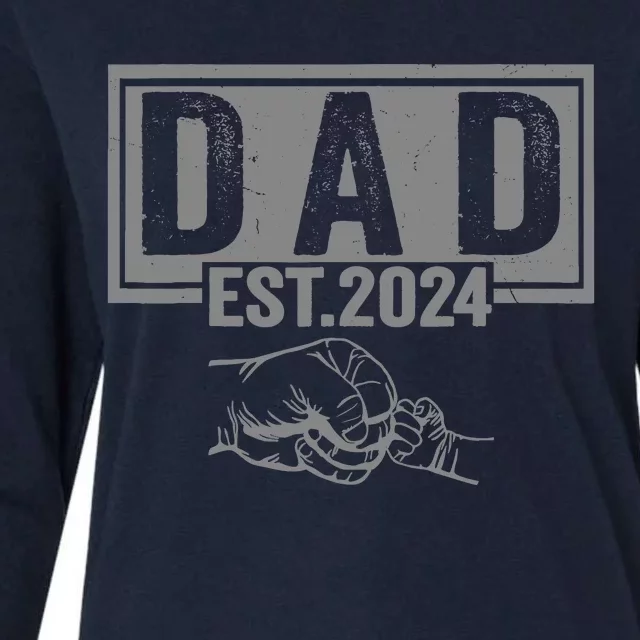 New Dad Est 2024 First Fathers Day 2024 Promoted To Daddy Womens Cotton Relaxed Long Sleeve T-Shirt