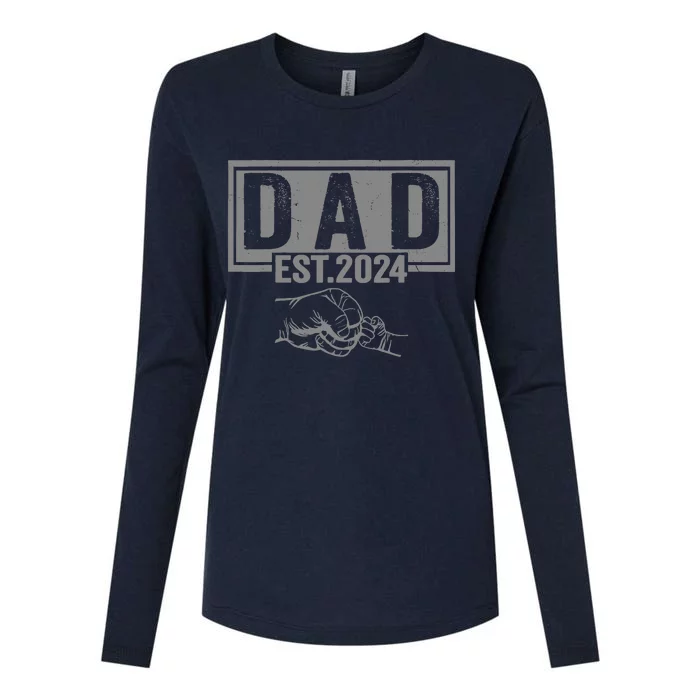 New Dad Est 2024 First Fathers Day 2024 Promoted To Daddy Womens Cotton Relaxed Long Sleeve T-Shirt