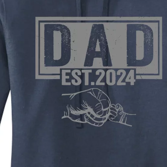 New Dad Est 2024 First Fathers Day 2024 Promoted To Daddy Women's Pullover Hoodie