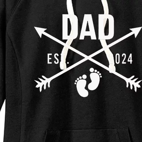 New Dad Est 2024 First Fathers Day 2024 Promoted To Daddy Women's Fleece Hoodie