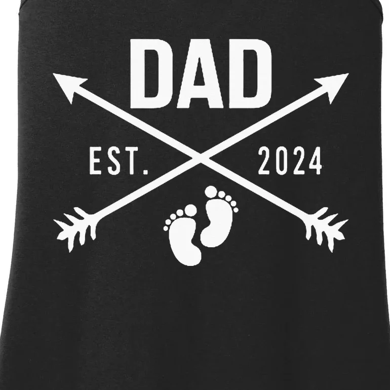 New Dad Est 2024 First Fathers Day 2024 Promoted To Daddy Ladies Essential Tank