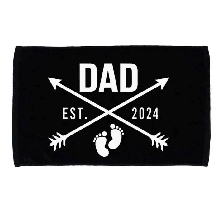 New Dad Est 2024 First Fathers Day 2024 Promoted To Daddy Microfiber Hand Towel