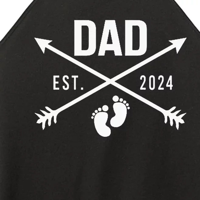 New Dad Est 2024 First Fathers Day 2024 Promoted To Daddy Women’s Perfect Tri Rocker Tank