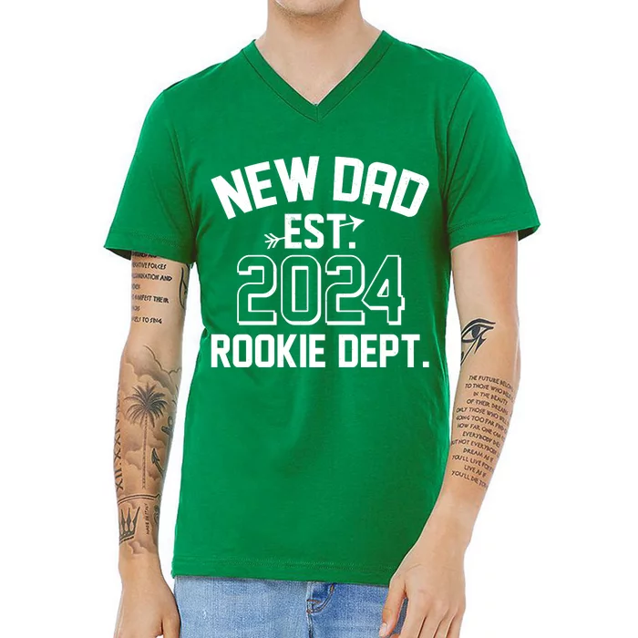 New Dad Est 2024 Rookie Department V-Neck T-Shirt