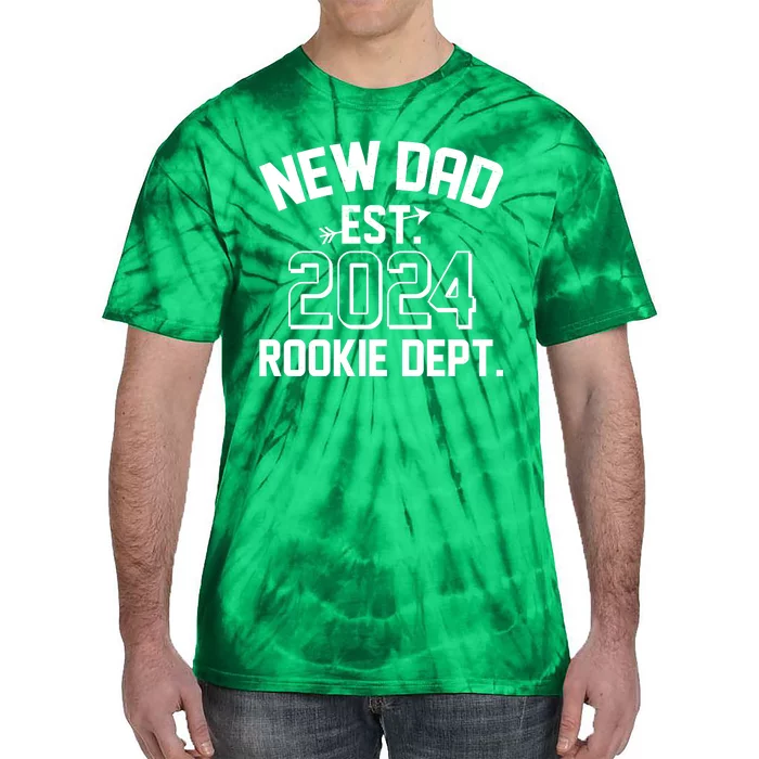 New Dad Est 2024 Rookie Department Tie-Dye T-Shirt