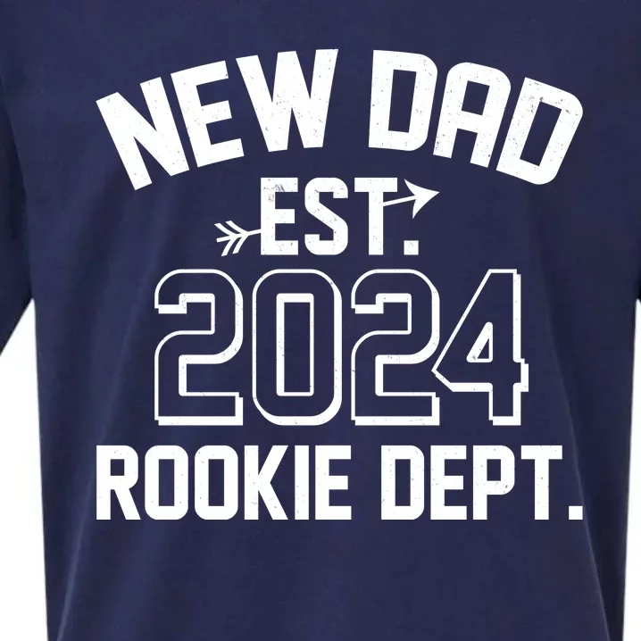 New Dad Est 2024 Rookie Department Sueded Cloud Jersey T-Shirt