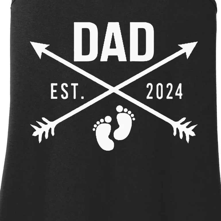 New Dad Est 2024 First Fathers Day 2024 Ladies Essential Tank