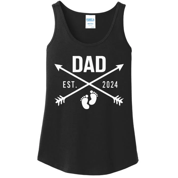 New Dad Est 2024 First Fathers Day 2024 Ladies Essential Tank