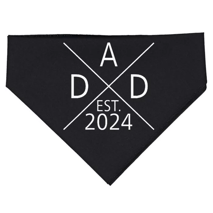 New Dad Est 2024 First Fathers Day USA-Made Doggie Bandana