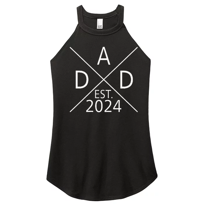 New Dad Est 2024 First Fathers Day Women’s Perfect Tri Rocker Tank