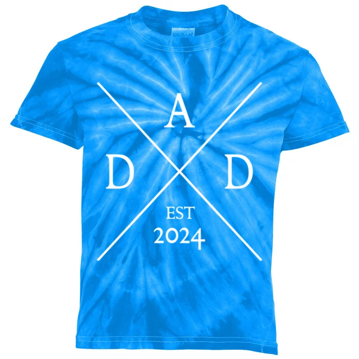 New Dad Est 2024 First Fathers Day 2024 Promoted To Daddy Gift Kids Tie-Dye T-Shirt