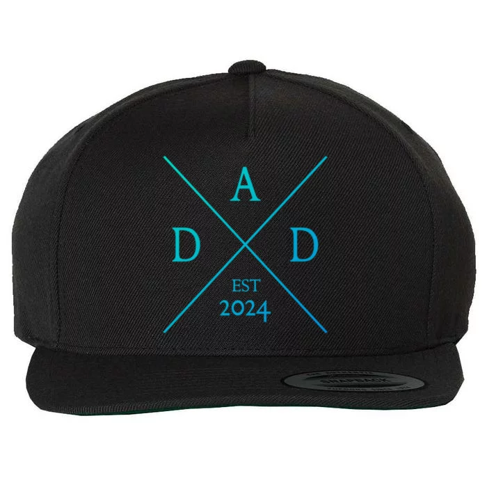 New Dad Est 2024 First Fathers Day 2024 Promoted To Daddy Gift Wool Snapback Cap