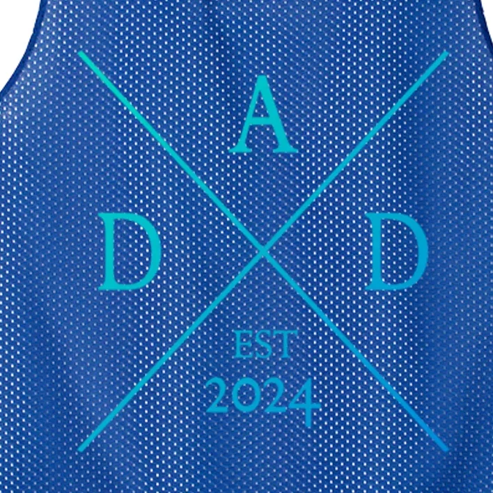 New Dad Est 2024 First Fathers Day 2024 Promoted To Daddy Gift Mesh Reversible Basketball Jersey Tank