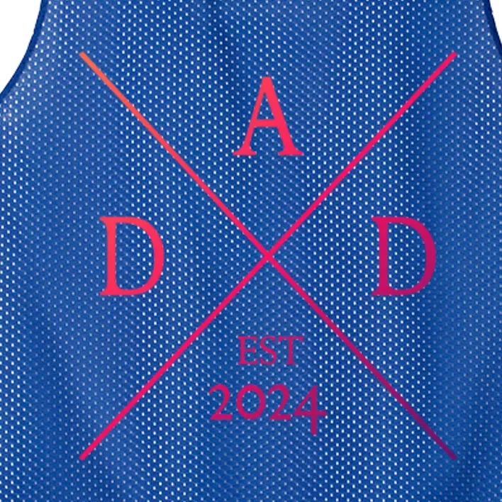 New Dad Est 2024 First Fathers Day 2024 Promoted To Daddy Gift Mesh Reversible Basketball Jersey Tank