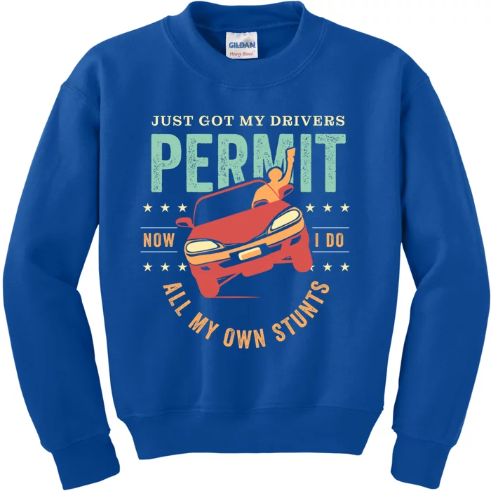 New Driver For Just Got My Drivers Permit I Do My Own Stunts Gift Kids Sweatshirt