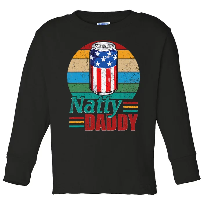 Natty Daddy Funny Dad Bob Beer Drinker Father's Day Toddler Long Sleeve Shirt