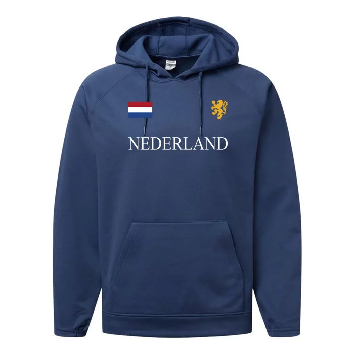 Nederland Dutch Flag Logo Gift Performance Fleece Hoodie