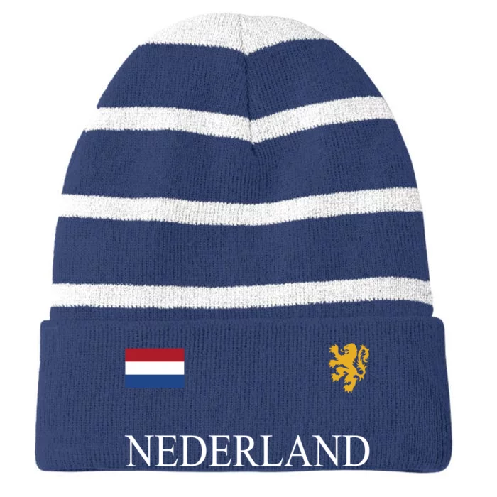 Nederland Dutch Flag Logo Gift Striped Beanie with Solid Band