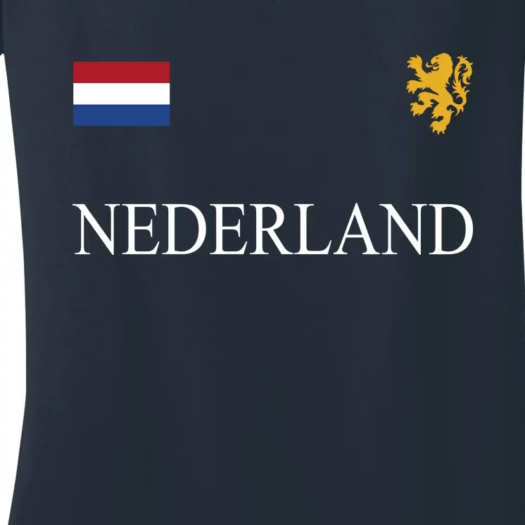 Nederland Dutch Flag Logo Gift Women's V-Neck T-Shirt