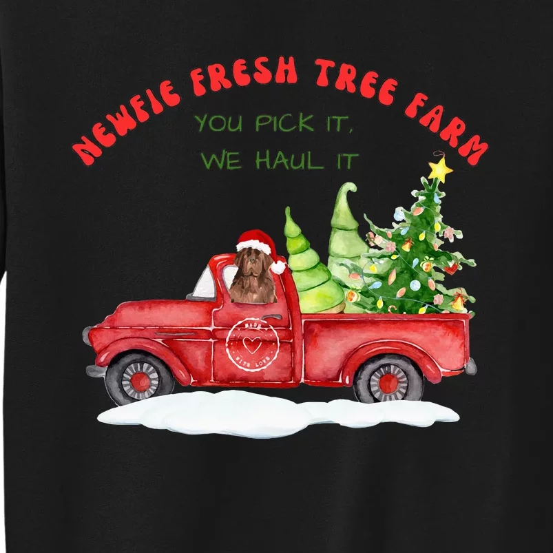 Newfie Dog Fresh Tree Farm Tall Sweatshirt