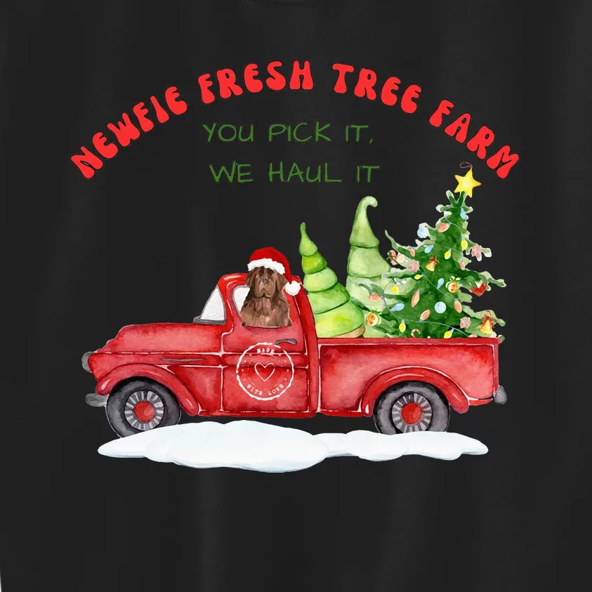 Newfie Dog Fresh Tree Farm Kids Sweatshirt