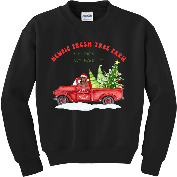 Newfie Dog Fresh Tree Farm Kids Sweatshirt