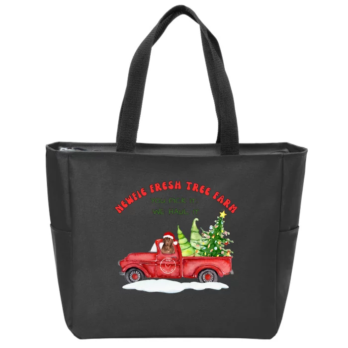 Newfie Dog Fresh Tree Farm Zip Tote Bag