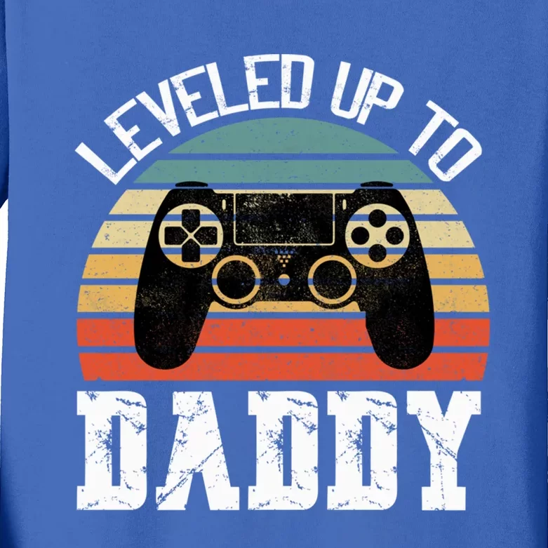 New Dad Fathers Day Leveled Up To Daddy Gift Kids Long Sleeve Shirt