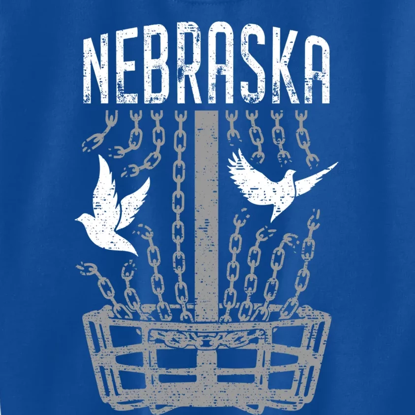 Nebraska Disc Golf Player Breaking Chains Birdie Cool Gift Kids Sweatshirt