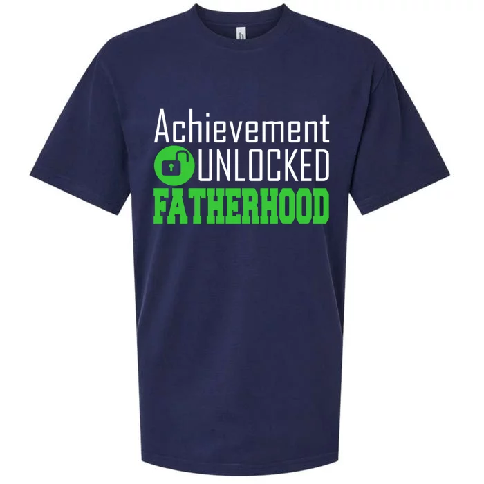 New Dad Gift Funny Gift Achievet Unlocked Fatherhood Gift Sueded Cloud Jersey T-Shirt