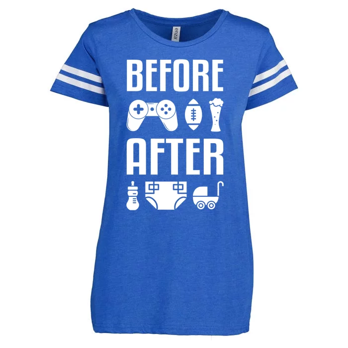 New Dad Great Gift Before After Funny Fatherhood Great Gift Enza Ladies Jersey Football T-Shirt