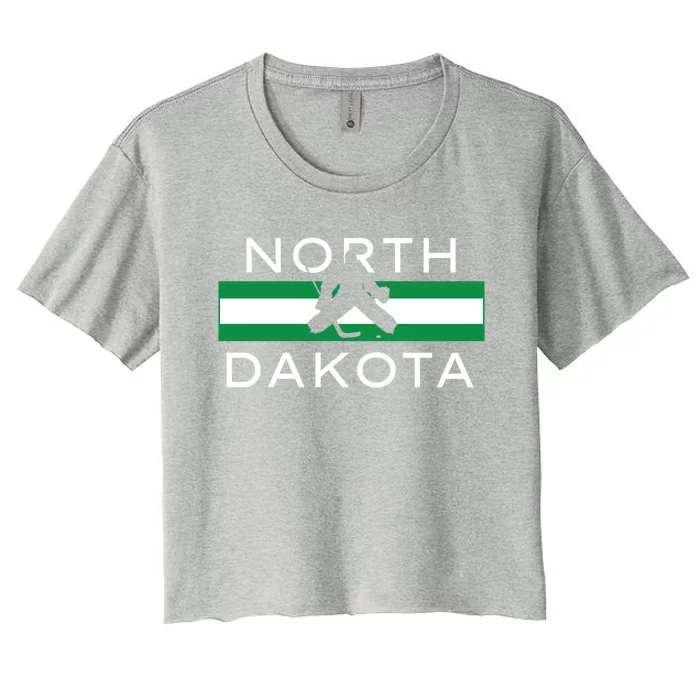 North Dakota Goalie Ice Hockey Player Coach Team State Gift Women's Crop Top Tee