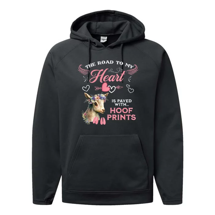 Nigerian Dwarf Goat Road to My Heart Filled With Hoof Prints Performance Fleece Hoodie