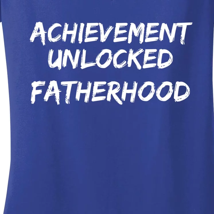 New Dad Gift For Dad To Be Achievet Unlocked Fatherhood Gift Women's V-Neck T-Shirt