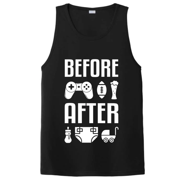 New Dad Gift Before After Funny Fatherhood Gift Performance Tank