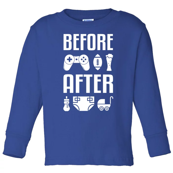 New Dad Gift Before After Funny Fatherhood Gift Toddler Long Sleeve Shirt