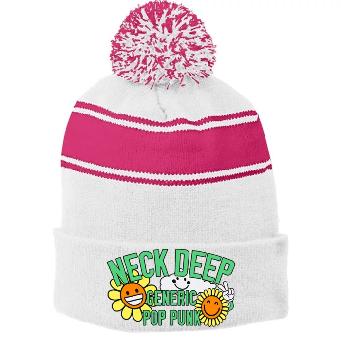 Neck Deep Generic Pop Punk Stripe Pom Pom Beanie