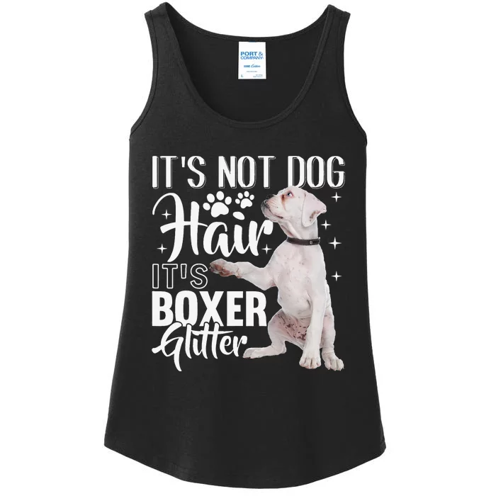 Not Dog Hair it's Glitter White Boxer Dog Ladies Essential Tank