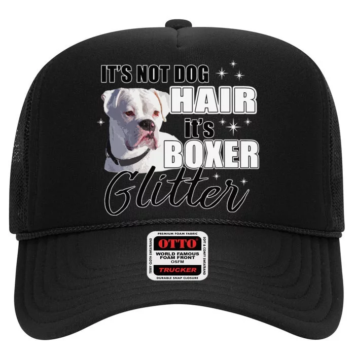 Not Dog Hair it's Glitter White Boxer Dog High Crown Mesh Trucker Hat