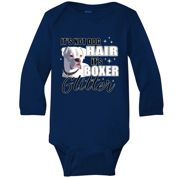 Not Dog Hair Its White Boxer Dog Baby Long Sleeve Bodysuit