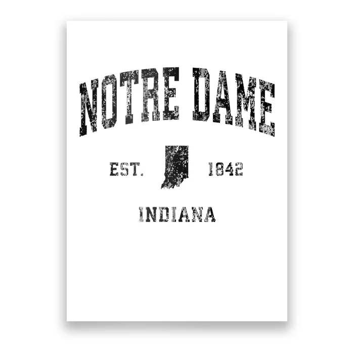 N.O.T.R.E D.A.M.E Indiana In Vintage Athletic Black Sports Design Poster