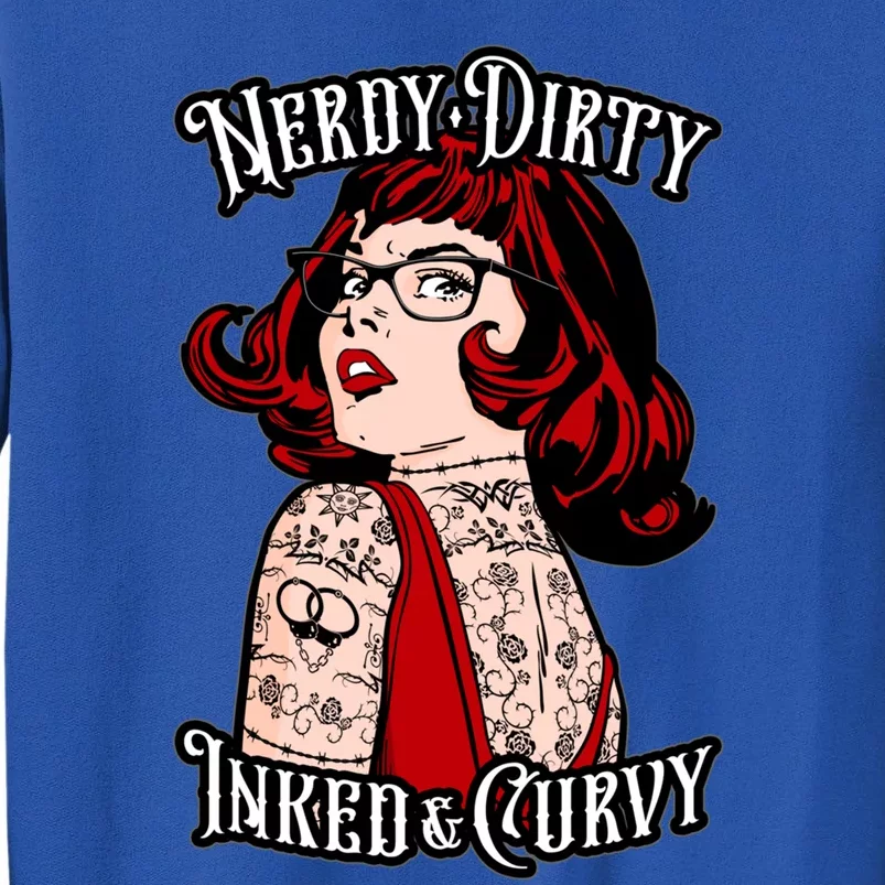 Nerdy Dirty Inked And Curvy Book Lover Tattoo Pop Art Funny Gift Sweatshirt